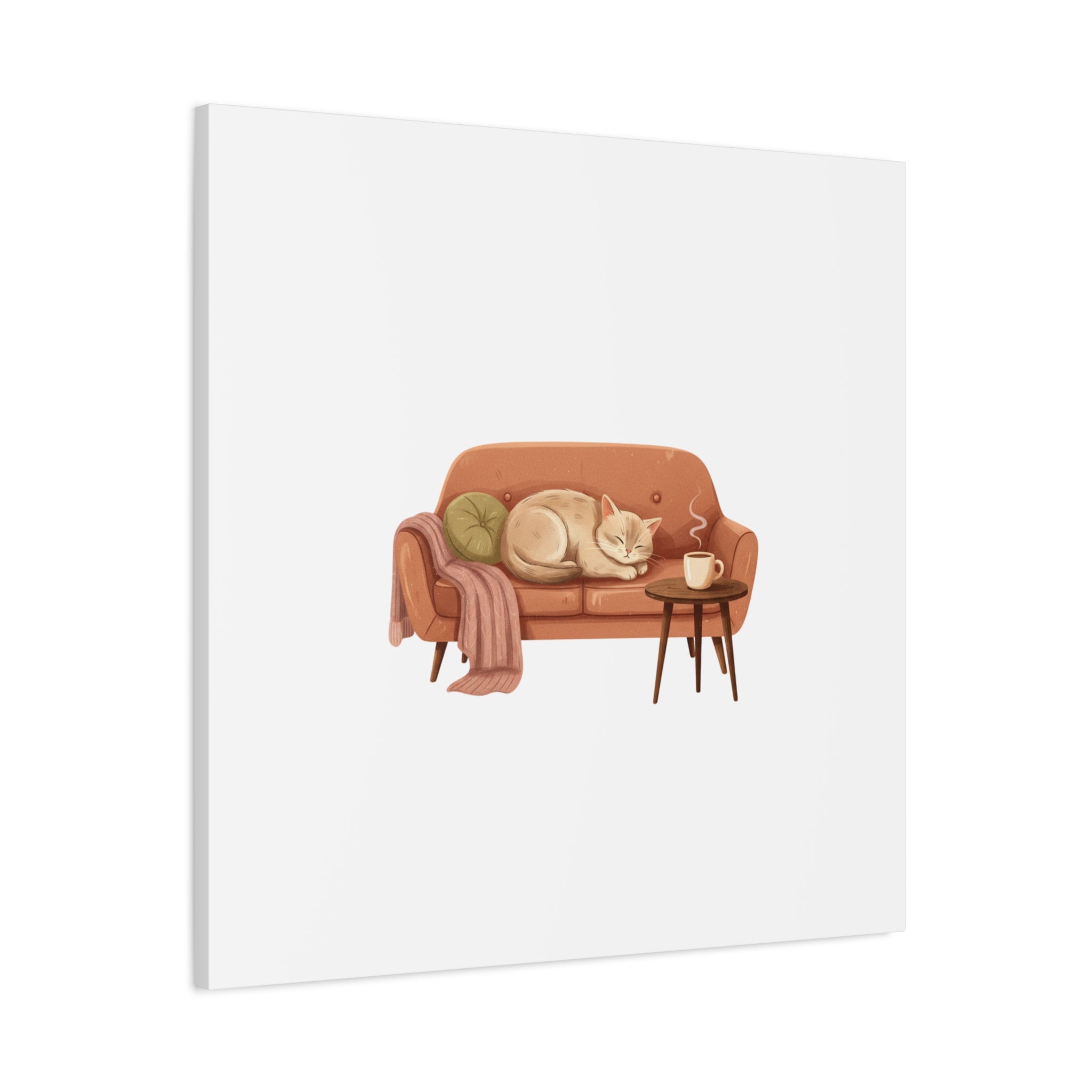 Cozy Cat on Sofa Canvas | cozycore, hygge