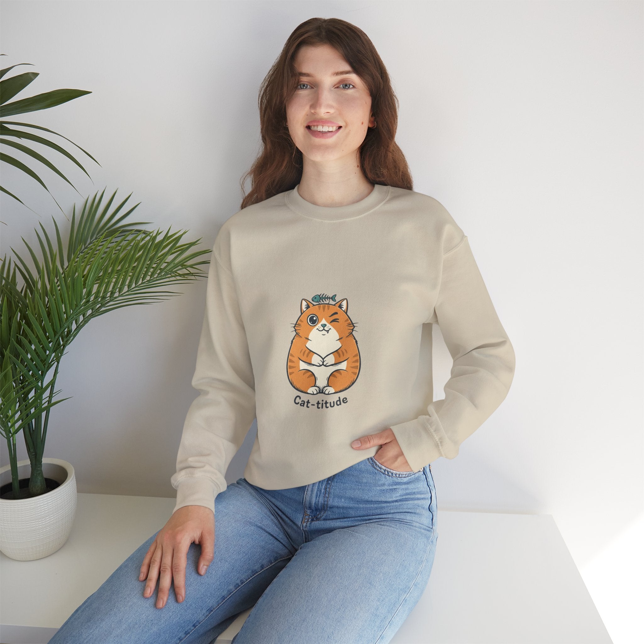 Cat-titude Crewneck Sweatshirt | sarcastic shirt, 90s aesthetic humor