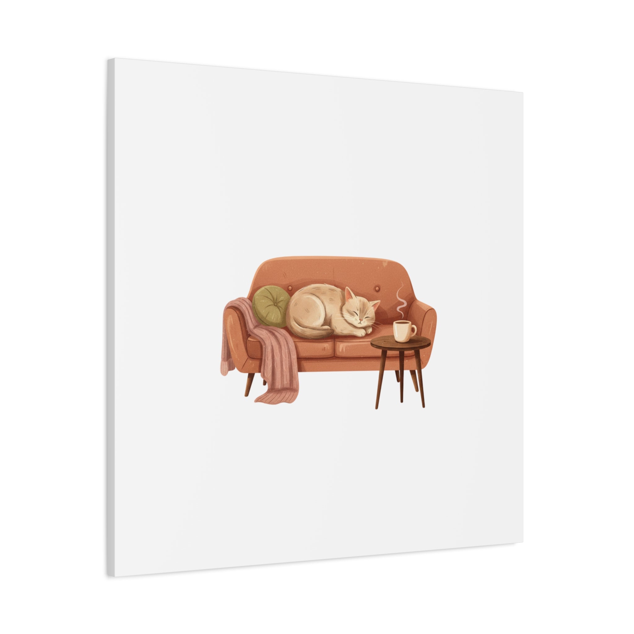 Cozy Cat on Sofa Canvas | cozycore, hygge