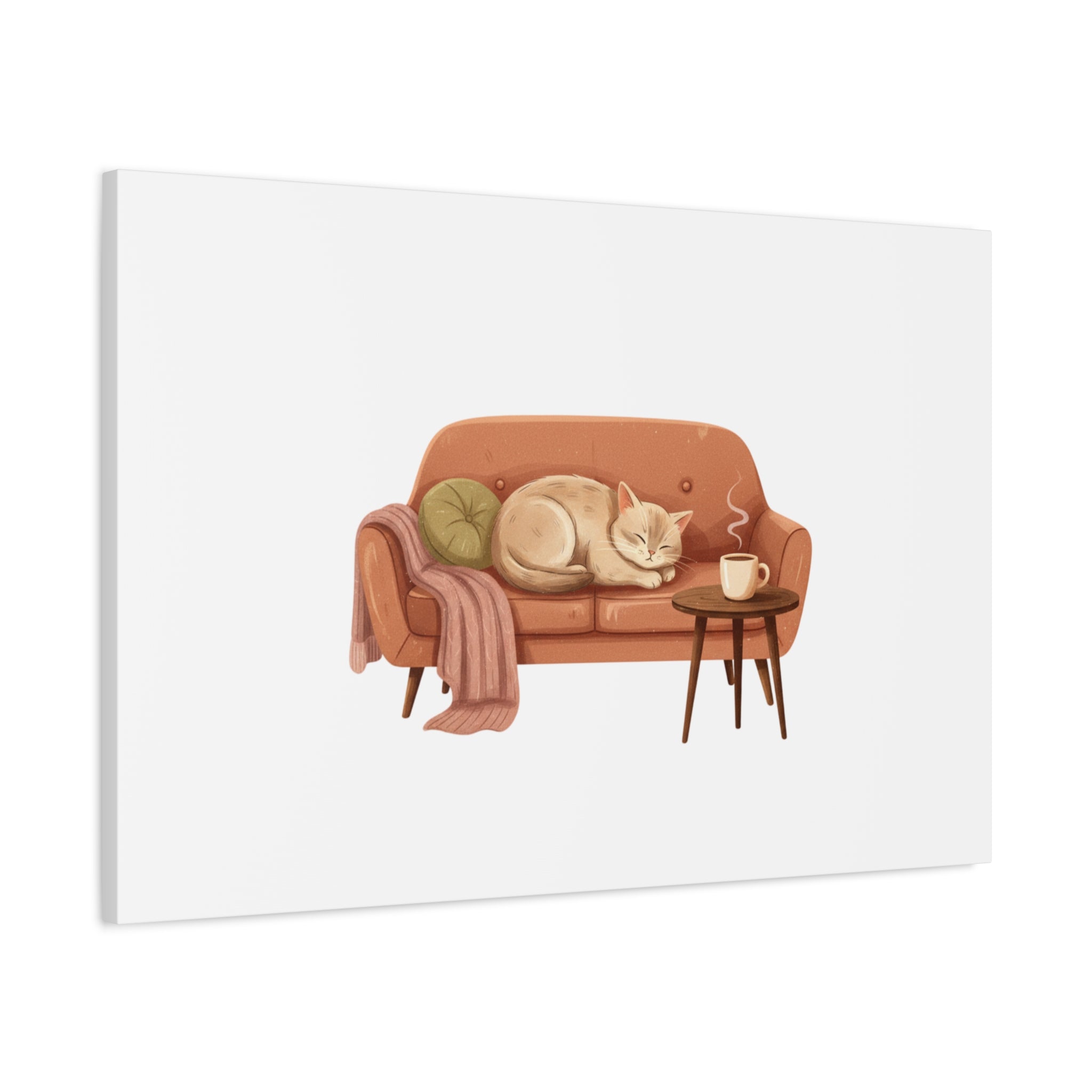 Cozy Cat on Sofa Canvas | cozycore, hygge