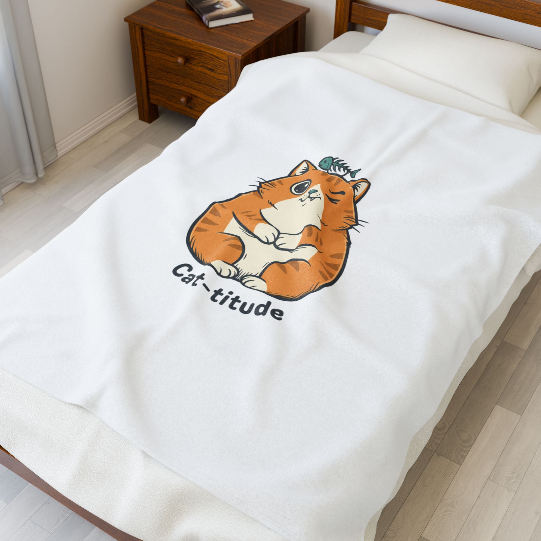 Cat-titude Plush Blanket | minimalist sarcastic humor, office meme style