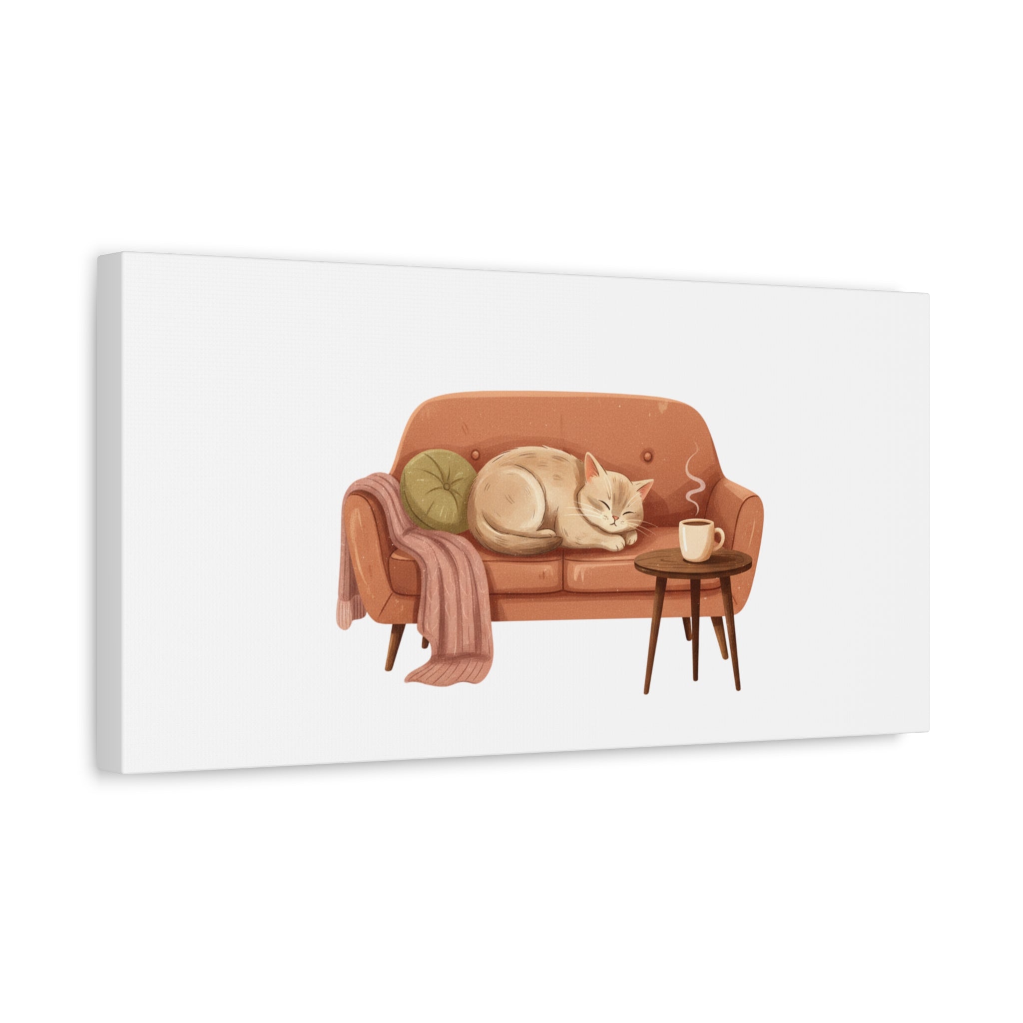 Cozy Cat on Sofa Canvas | cozycore, hygge